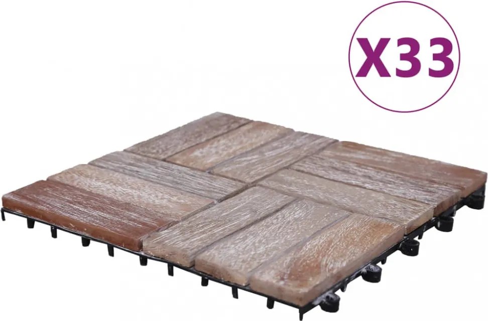 33 db tömör újrahasznosított fa padlólap 30 x 30 cm