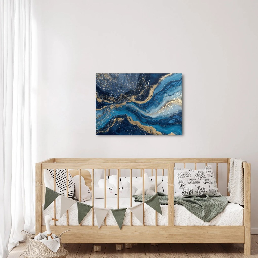 Kép - Kék-arany absztrakt márvány (70x50 cm)
