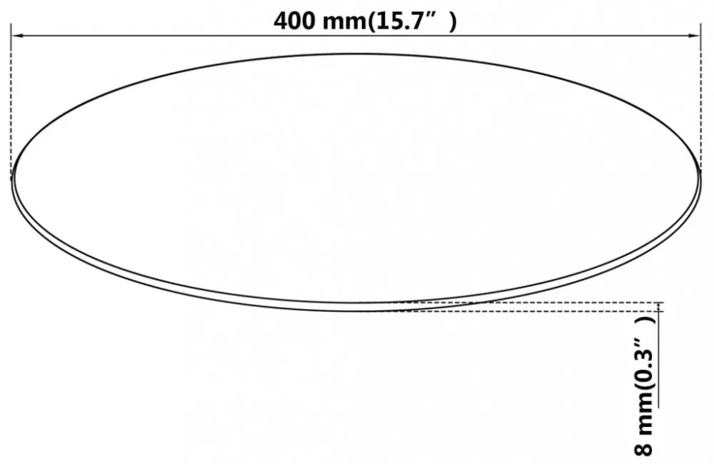 edzett üveg asztallap kerek 400 mm