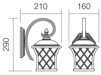 Redo 9951 - Kültéri fali lámpa BREMEN 1xE27/42W/230V IP23 arany/patinás