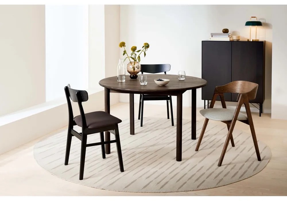 Barna tölgyfa kerek bővíthető étkezőasztal ø 120 cm Noor – Hammel Furniture