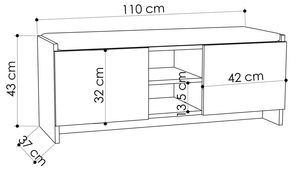 Cipőtároló (cipősszekrény) Zuana (Sötét tölgy). 1063283