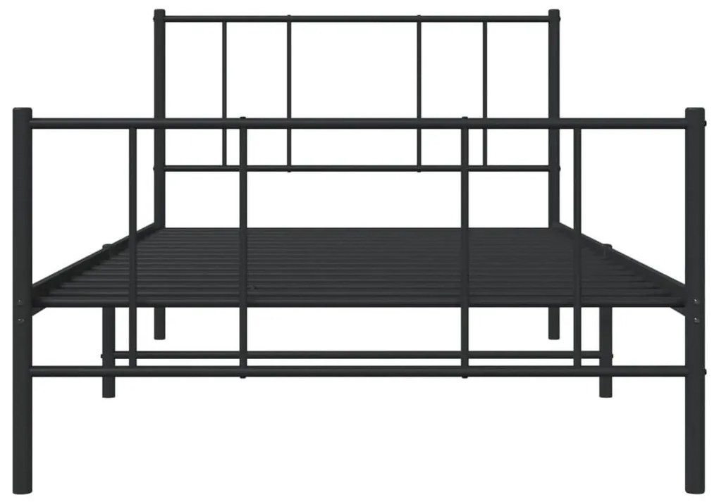 fekete fém ágykeret fej- és lábtámlával 80 x 200 cm