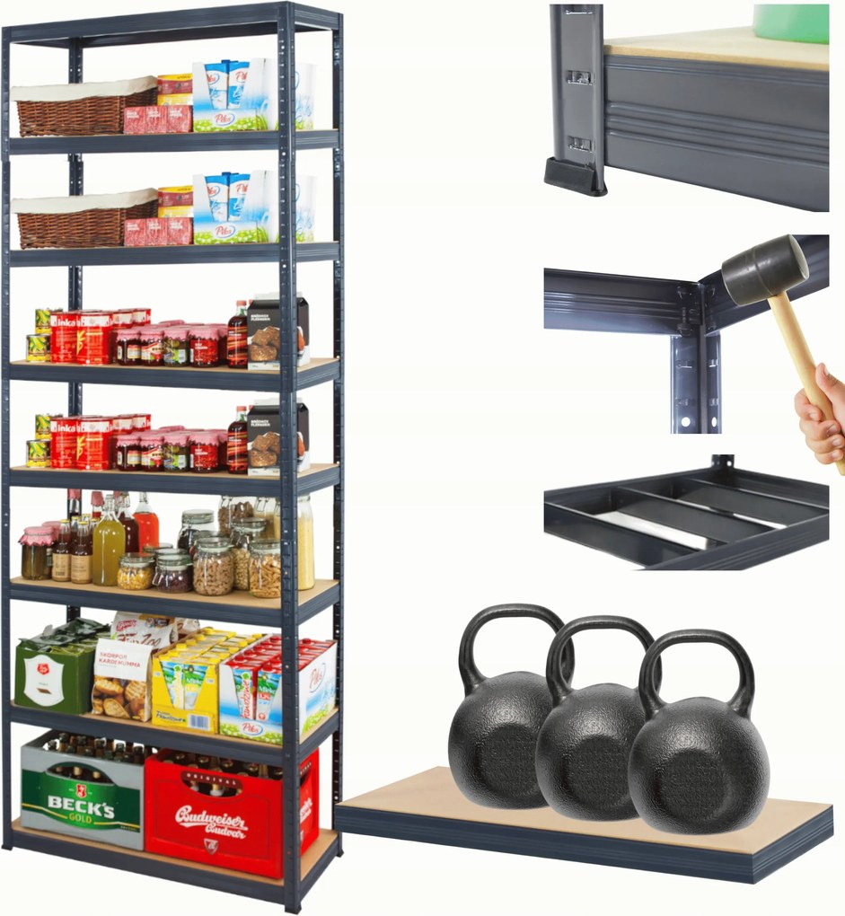 Tárolószekrény fém állvány Helios 270x100x60cm 8Px350kg 300TYS Komb