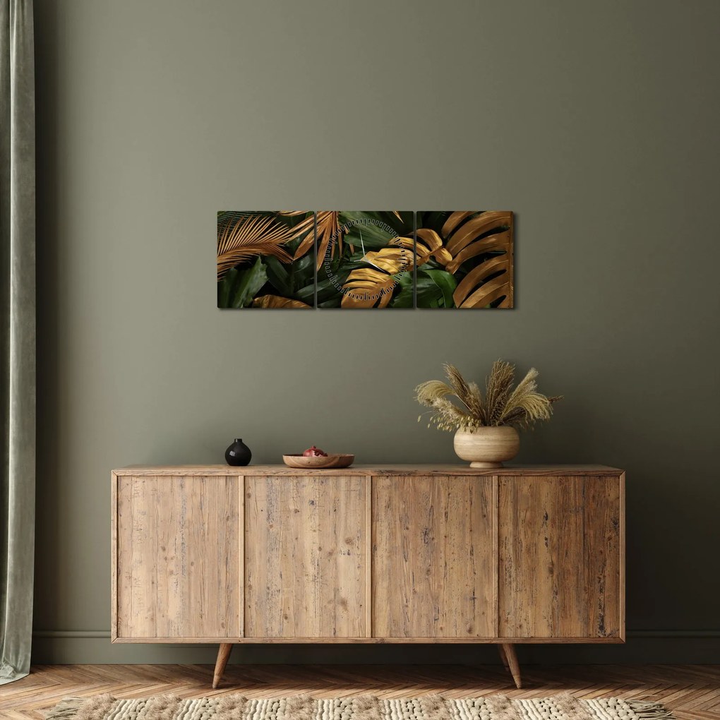 Kép - Arany levelek (órával) (90x30 cm)
