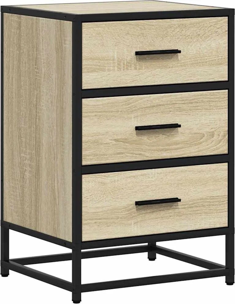 vidaXL éjjeliszekrény Sonoma tölgy 40x34,5x60 cm Gépi fa és fém