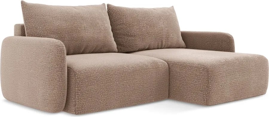 Világosbarna kinyitható-tárolóhelyes sarokkanapé (jobb oldali) Kalena – Makamii