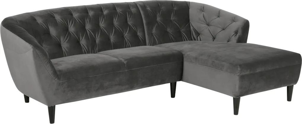 Luxus ülőgarnitúra Nyree 222 cm jobbos - sötét szürke