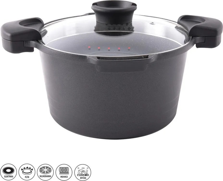 Pasta Grande tapadásmentes, alumínium edény üvegfedővel, 5,5 l - Orion