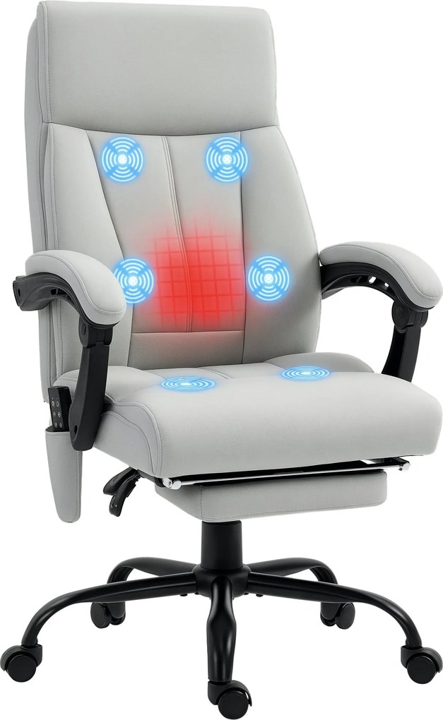 Vinsetto Masszázsfunkciós Irodai Szék, Ergonomikus Íróasztali Szék Húzódási Funkcióval, Ágyéki Fűtéssel, Magasságban Állítható Számítógépes Szék Lábpi