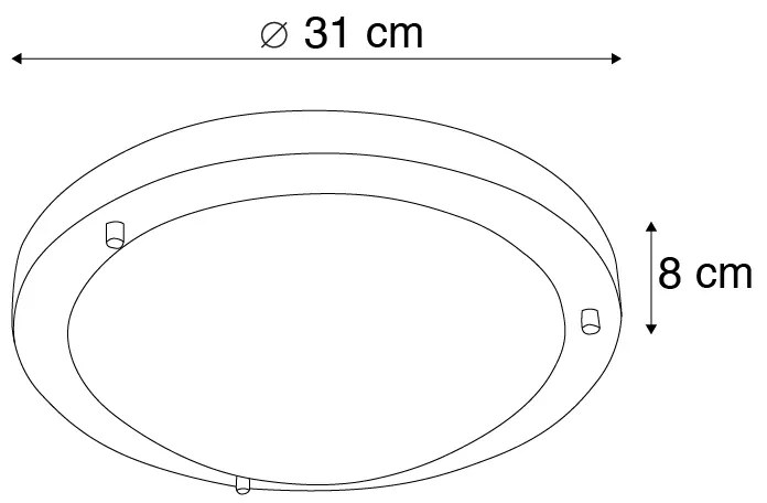 Modern mennyezeti lámpa acél 31 cm IP44 - Yuma