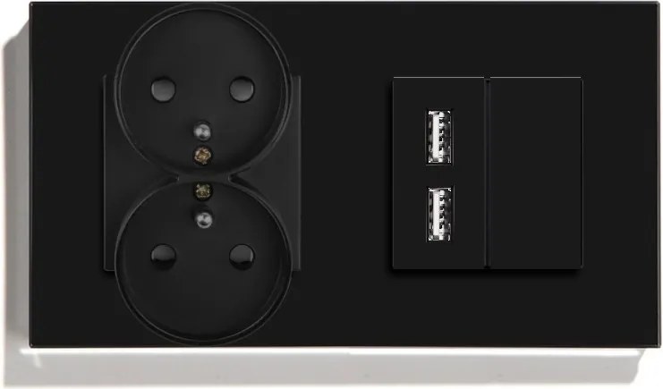 Dupla Üveg Elektromos Aljzat 2x Usb 2.4A