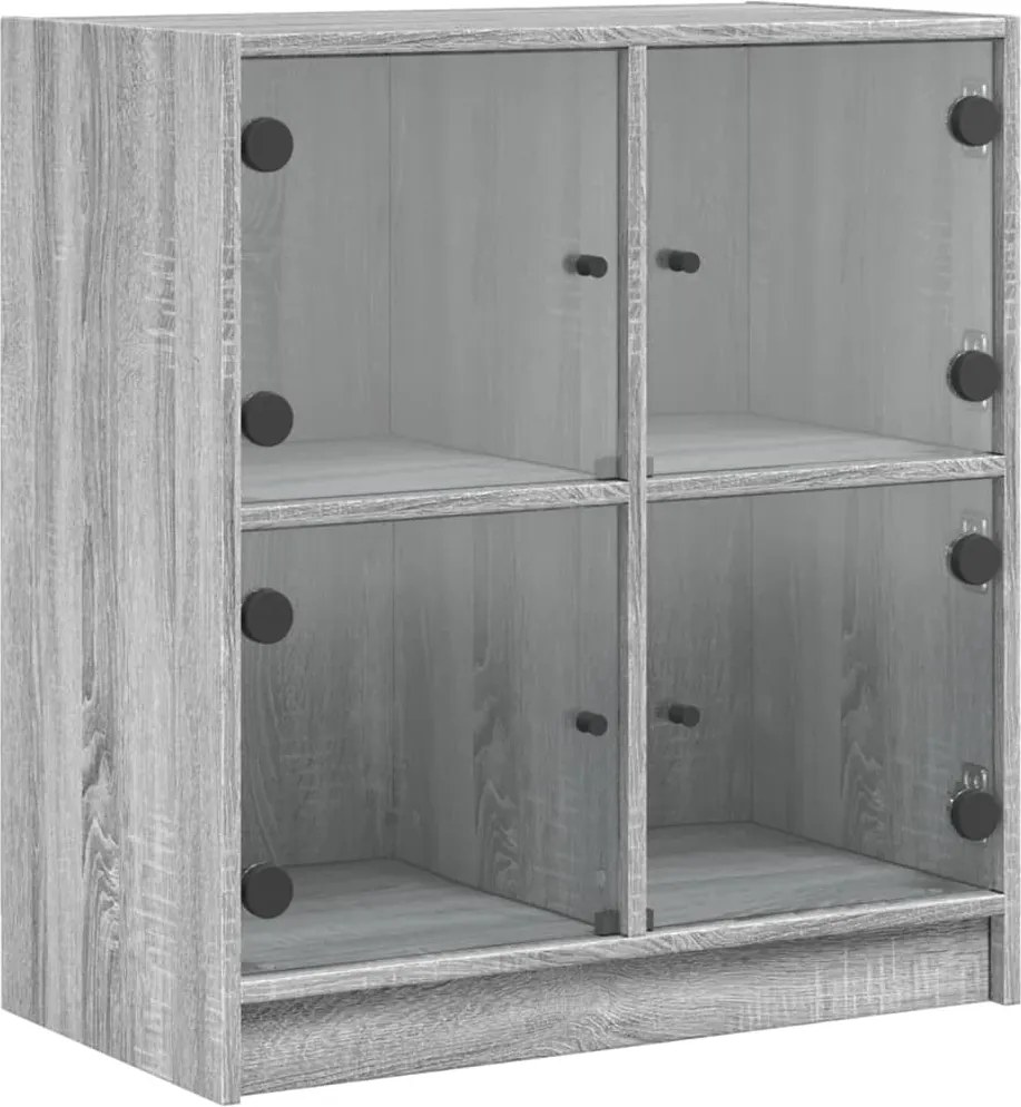 vidaXL szürke sonoma színű kisszekrény üvegajtókkal 68 x 37 x 75,5 cm