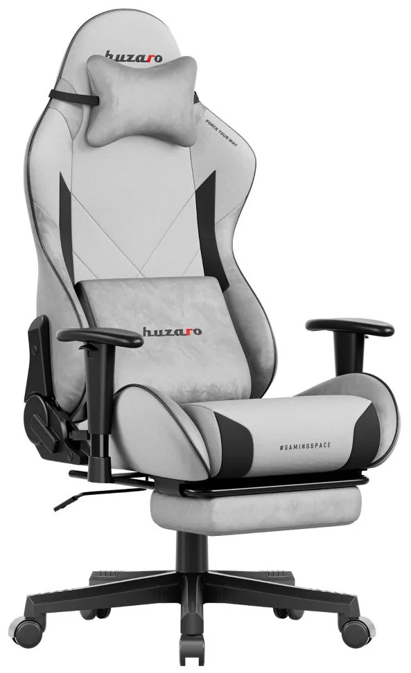 Gamer szék, Force lábtartóval szürke