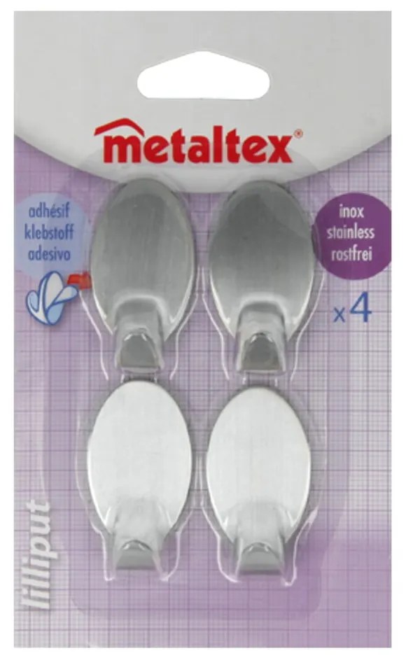 Bob 4 db-os rozsdamentes acél öntapadós akasztó szett - Metaltex