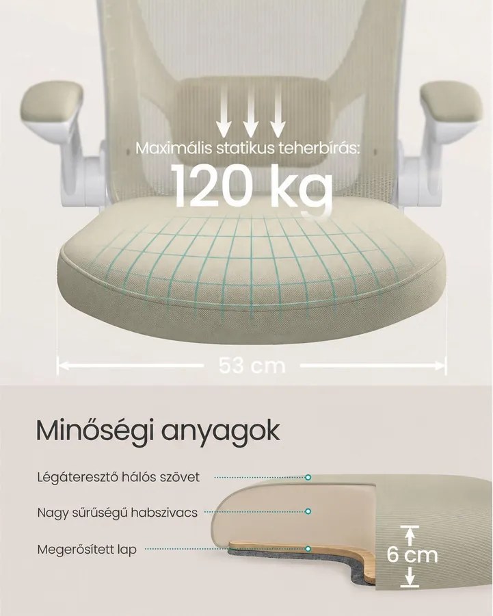 Ergonomikus irodai szék zabpehely-bézs színben