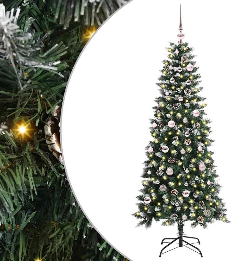 vidaXL Mű karácsonyfa 150 LED-del Zöld 150 cm PVC és Műanyag és Acél