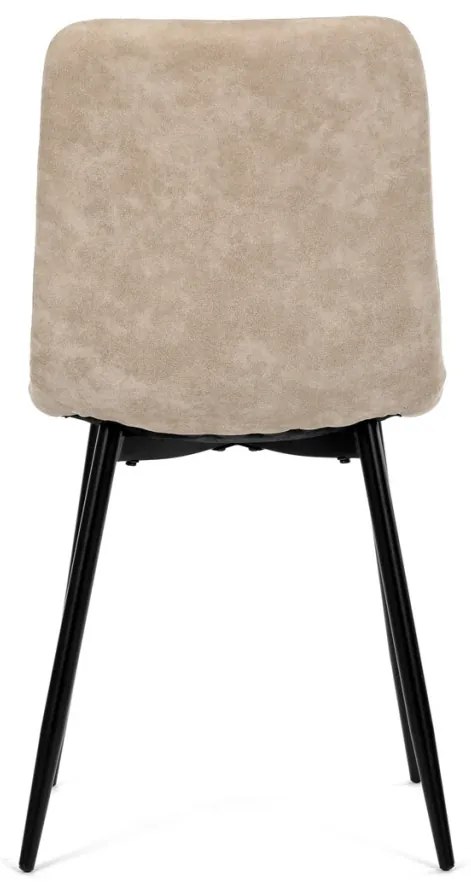 Scaun de sufragerie, material crem, picioare metalice negre
