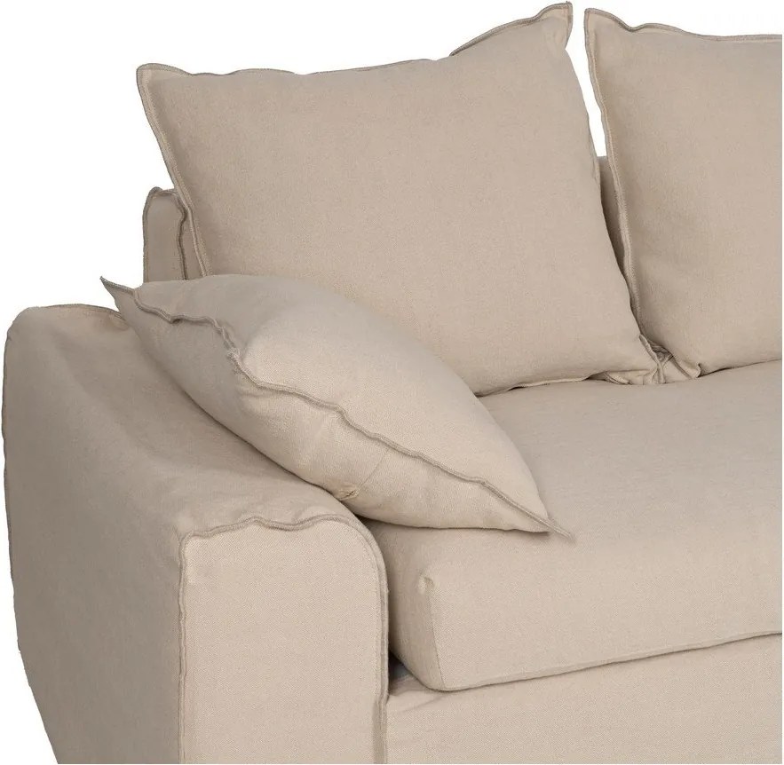 Krémszínű len sarokkanapé (jobb oldali-heverő résszel) – Ixia