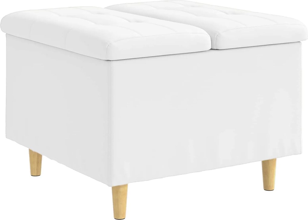 vidaXL Tároló oszmán párnával Fehér 60 x 60 x 45 cm Műbőr