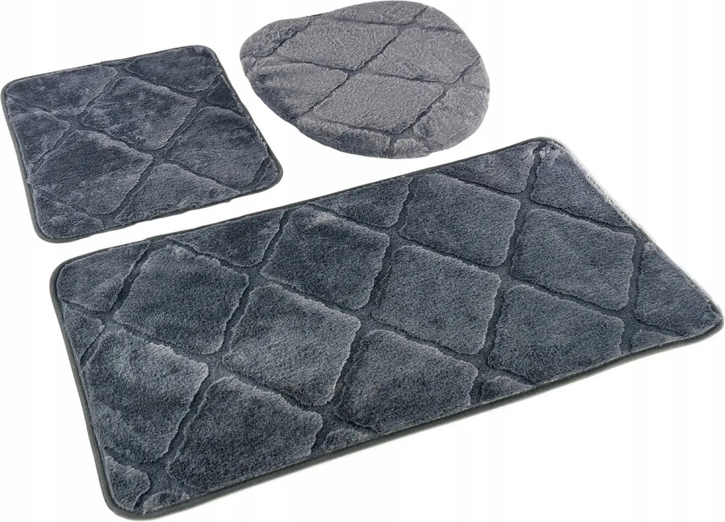 Fürdőszobaszőnyeg Muna Sötétszürke Csúszásgátló Járda Szett 3 részes