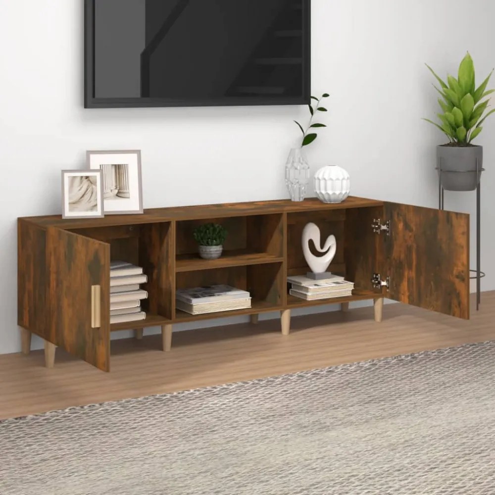 füstös tölgy színű szerelt fa TV-szekrény 150 x 30 x 50 cm
