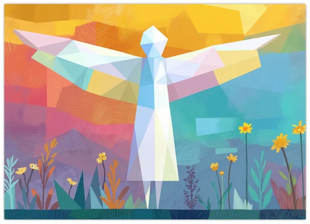 Üveg kép - Virágok őrzője (70x50 cm)