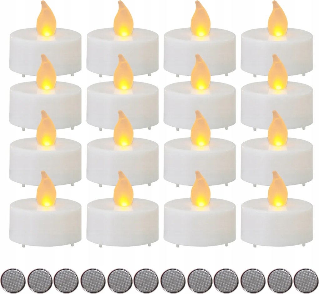 12x Led Gyertya Lámpa Mécses Utántöltő Láng Tealight Sárga Mécses