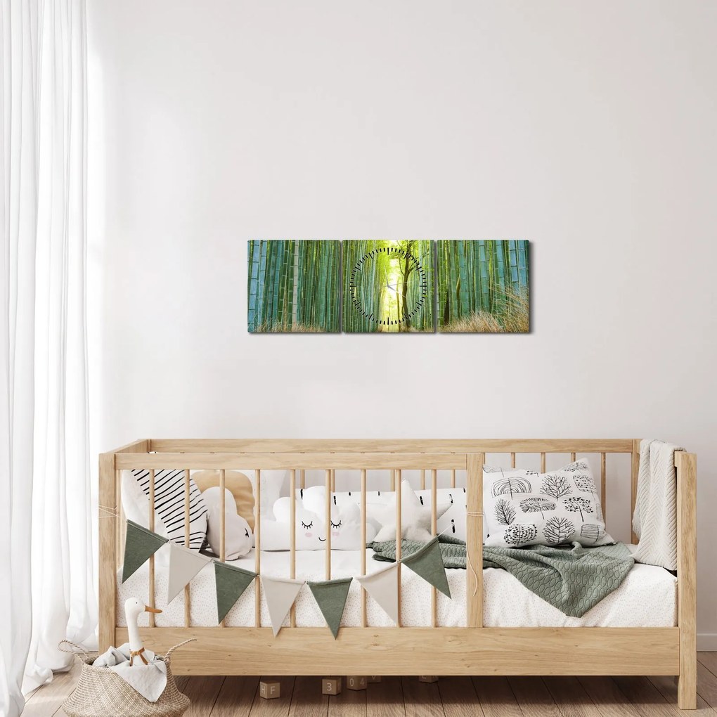 Kép - Bambusz erdő (órával) (90x30 cm)