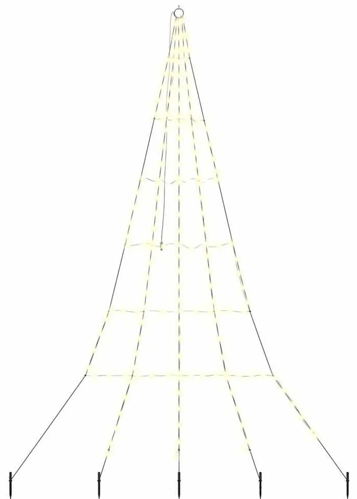 LED Karácsonyfák talajráccsal Meleg fehér 300 cm Fém