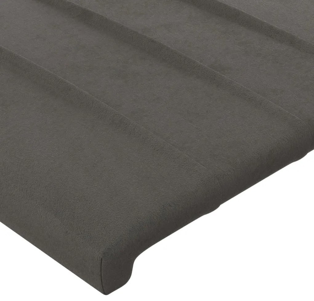sötétszürke bársony LED-es fejtámla 163x16x118/128 cm