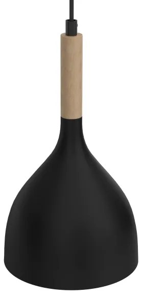 Csillár zsinóron NOAK WOOD 2xE27/15W/230V fekete/bükkfa