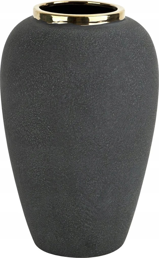 Kerámia váza 30 cm szürke-arany 179098, matt, elegáns dekoráció