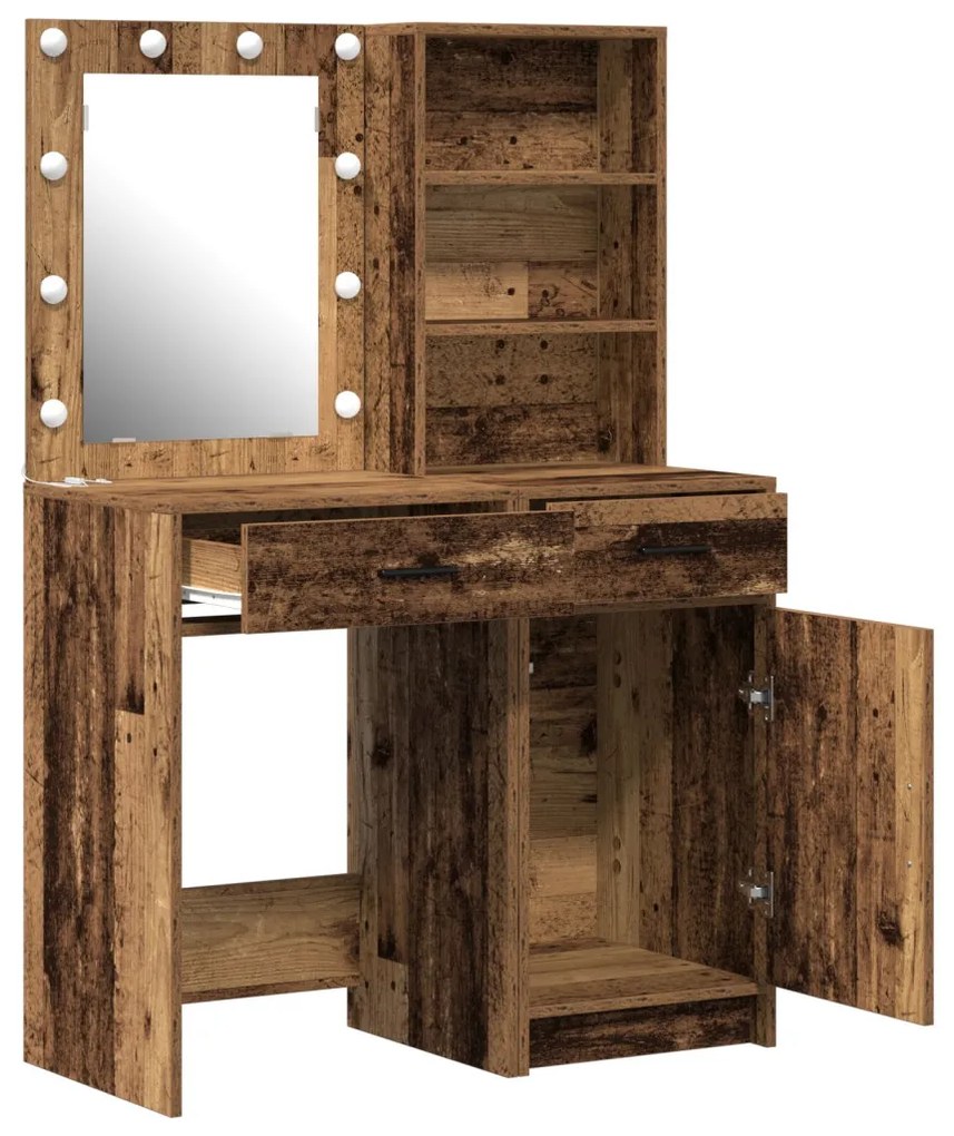 Sminkasztal Készlet 2 pcs Régi fa 50 x 41 x 135 cm Faanyag