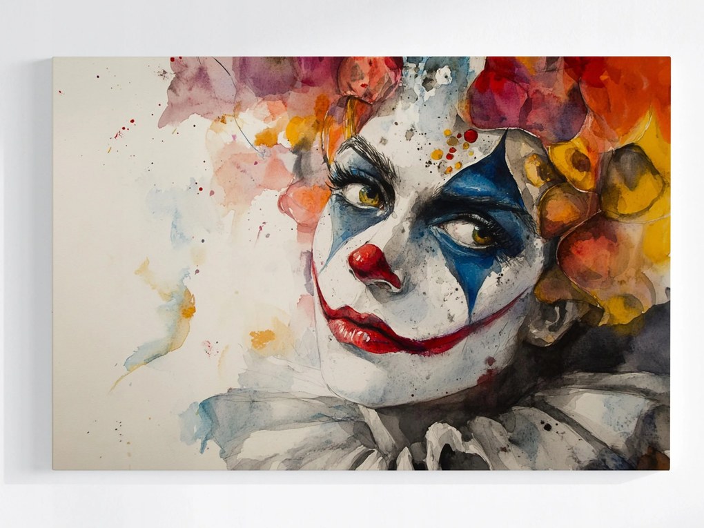 Poszter Akvarell Portré Bohóc Pajac Pierrot Cirkusz 120x80