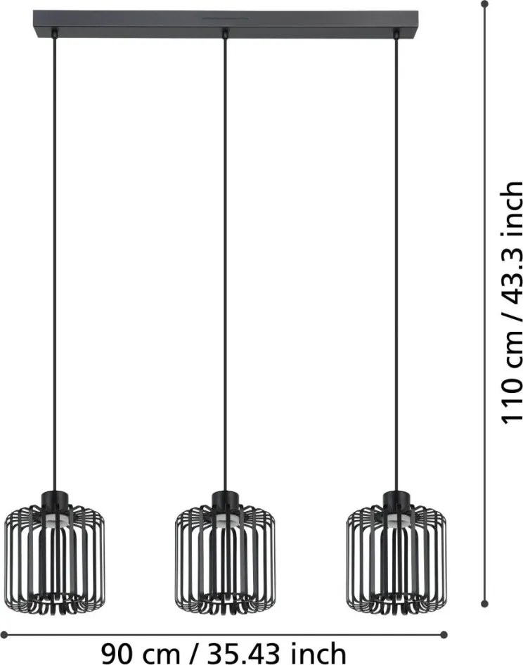 EGLO 900724 GINESTRONE Többágú Függesztett Lámpa Fehér, Fekete LED IP20