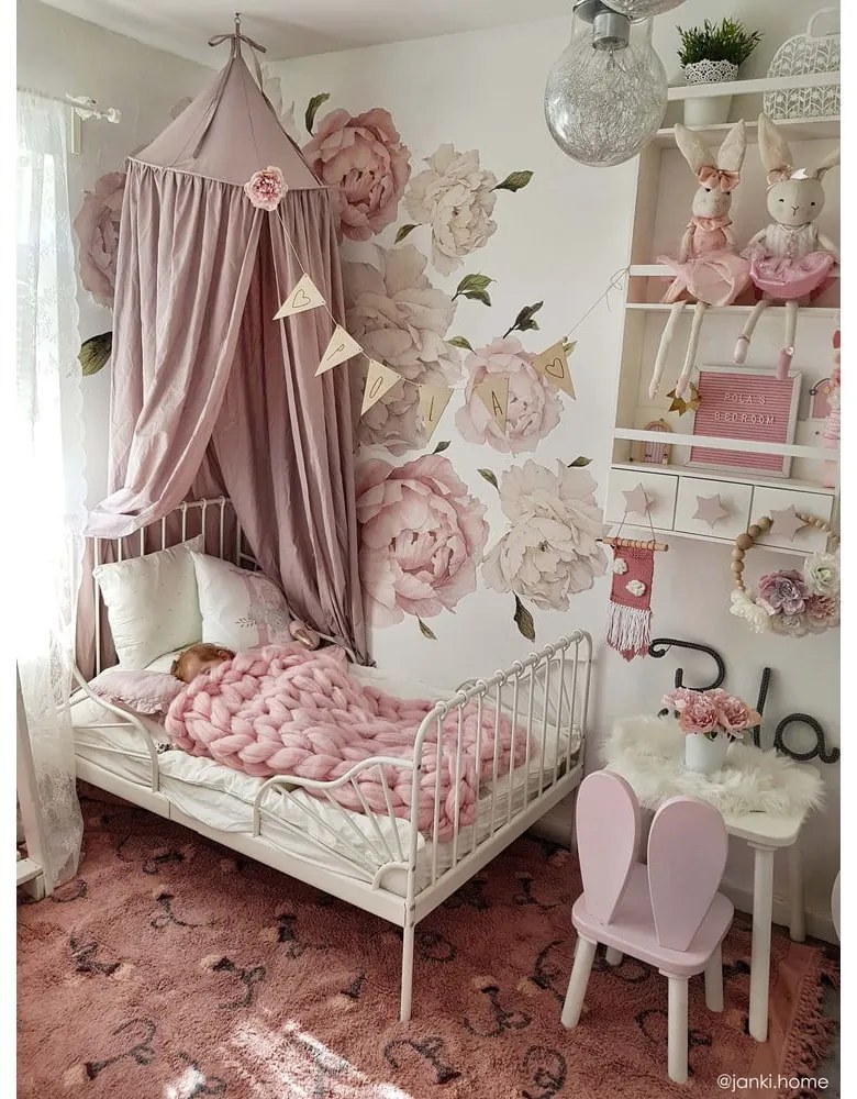 Rózsaszín mosható kézi szövésű pamut gyerek szőnyeg 140x210 cm English Garden Ash Rose – Lorena Canals