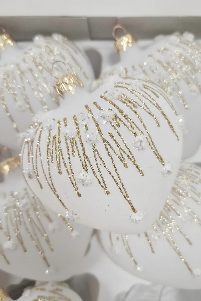 Fehér szív karácsonyfadísz 1 db