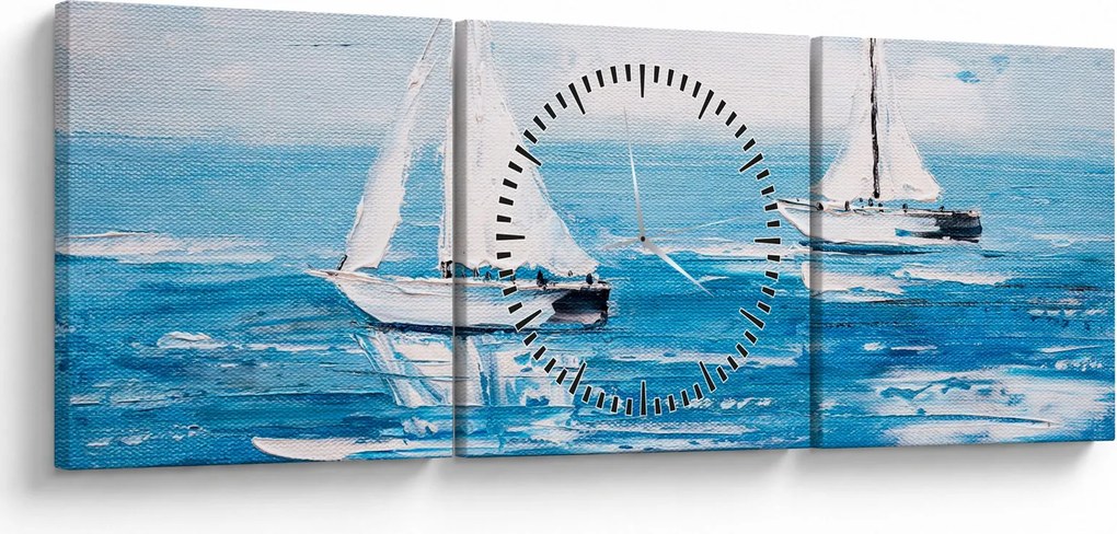Kép - Egy jacht festése a tengeren (órával) (90x30 cm)