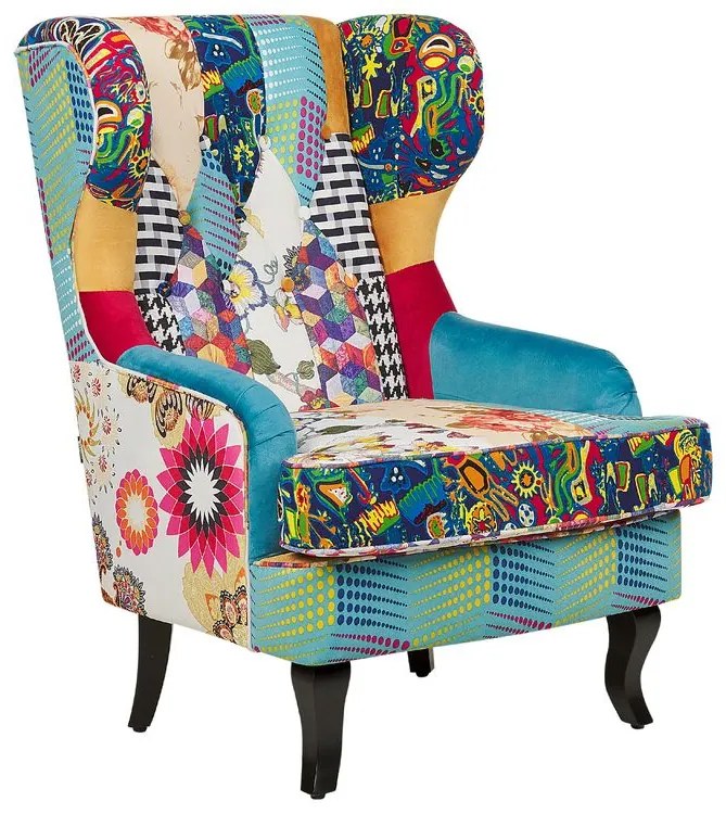 Kék kárpitozott patchwork fotel MOLDE Beliani