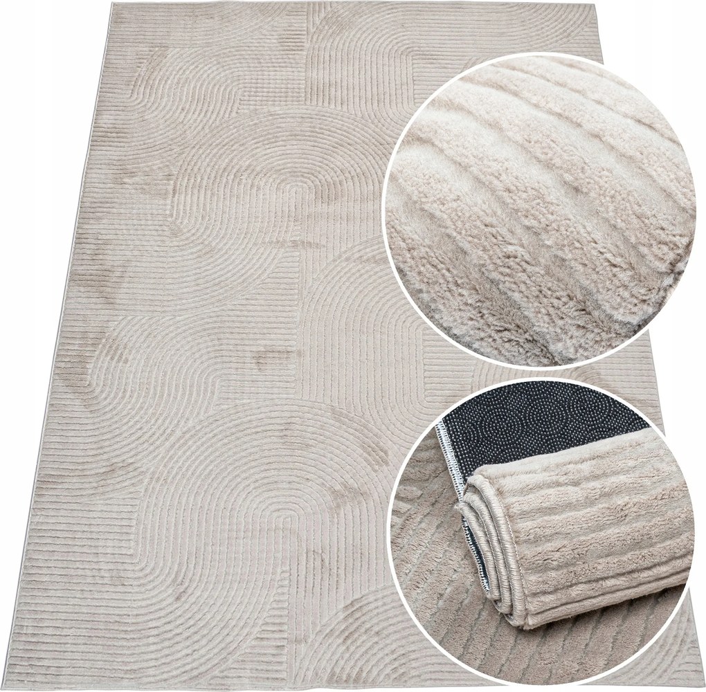 Bézs Szőnyeg Nappaliba, Hálószobába, Puha, 120x170cm