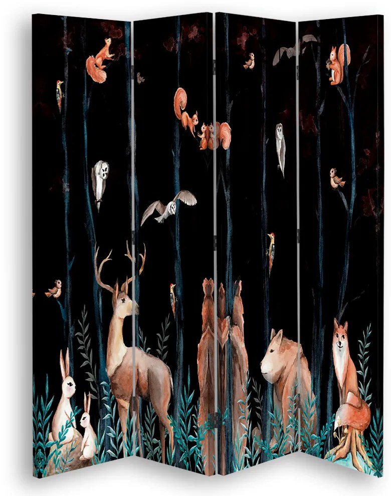 Gario Paraván Sötét erdõ és erdei állatok Méret: 110 x 170 cm, Kivitelezés: Klasszikus paraván