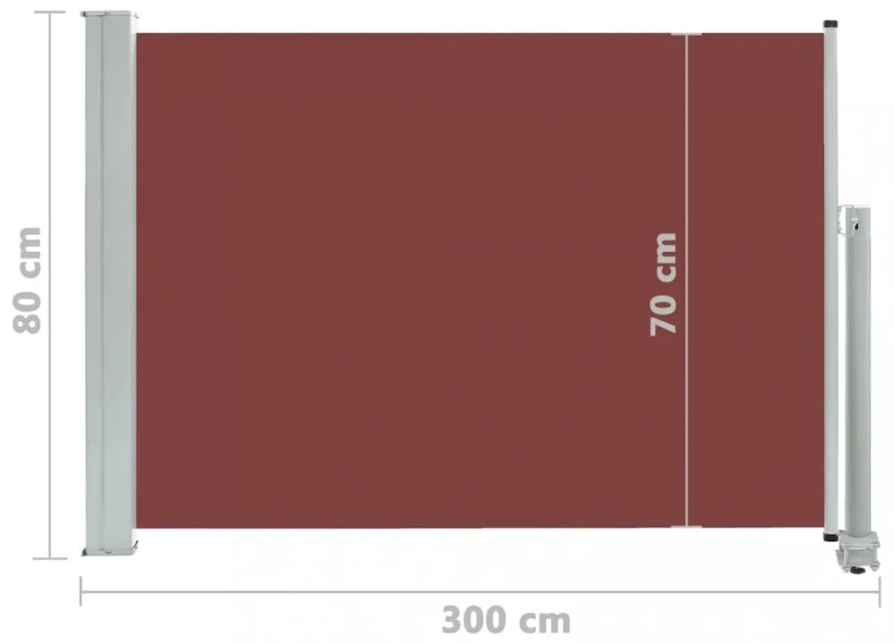 barna kihúzható oldalsó terasz napellenző 80 x 300 cm