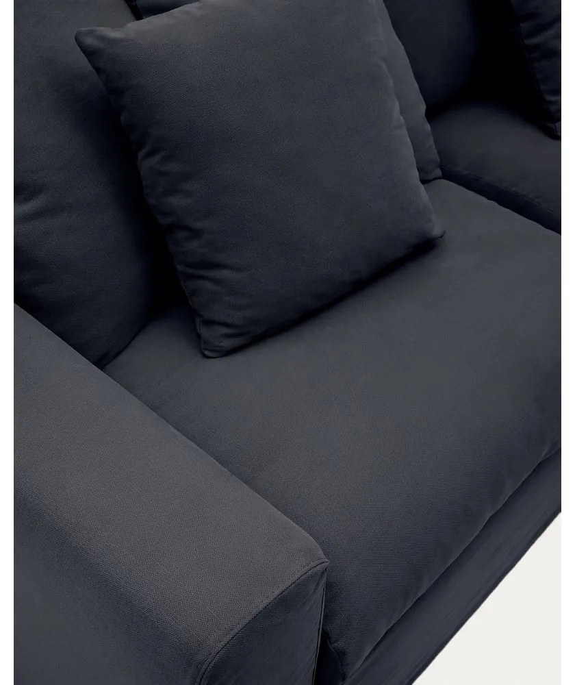 Antracitszürke len kanapé 240 cm Nora – Kave Home