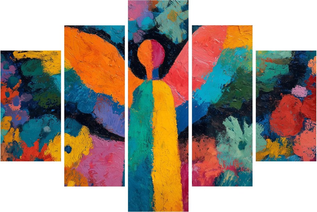 Kép - Absztrakt angyal virágokkal (150x105 cm)