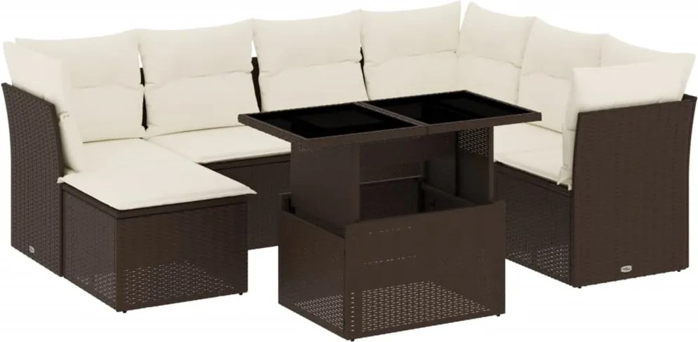 vidaXL 8 részes barna polyrattan kerti ülőgarnitúra párnákkal