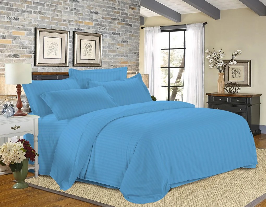 Hotel mikroszálas ágynemű JASMINE PURE világoskék - 2 cm csík Ágyneműhuzat mérete: 70 x 90 cm | 140 x 200 cm