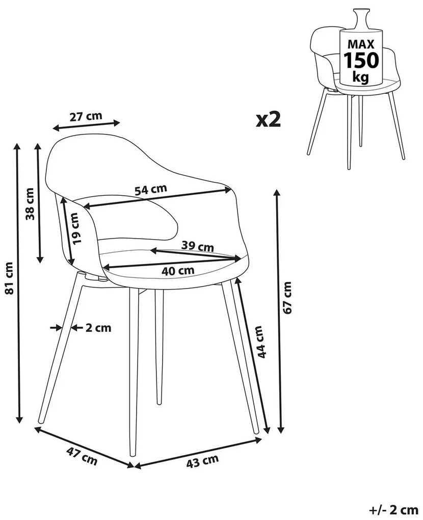 Étkezőszék készlet (2 db) Unika (rózsaszín) . 1076298