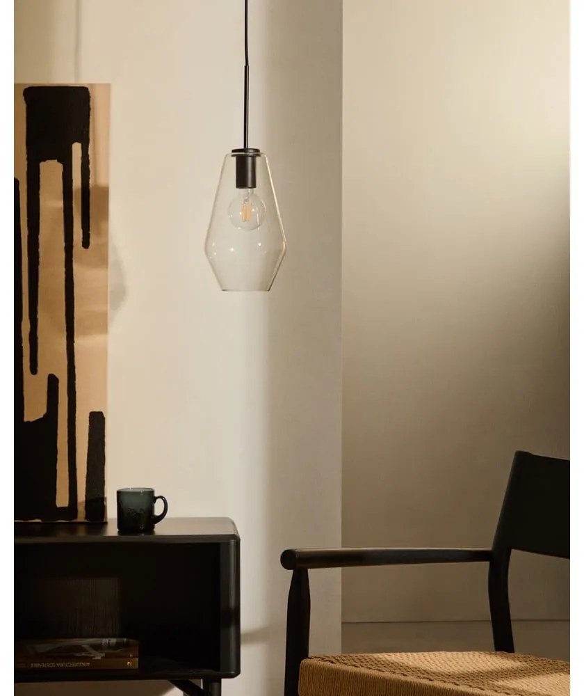 Fekete függőlámpa üveg búrával ø 17 cm Mao – Kave Home