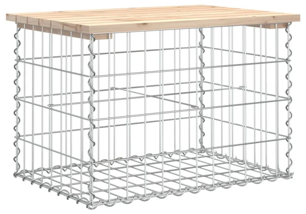 tömör fenyőfa gabion kerti pad 63x44x42 cm